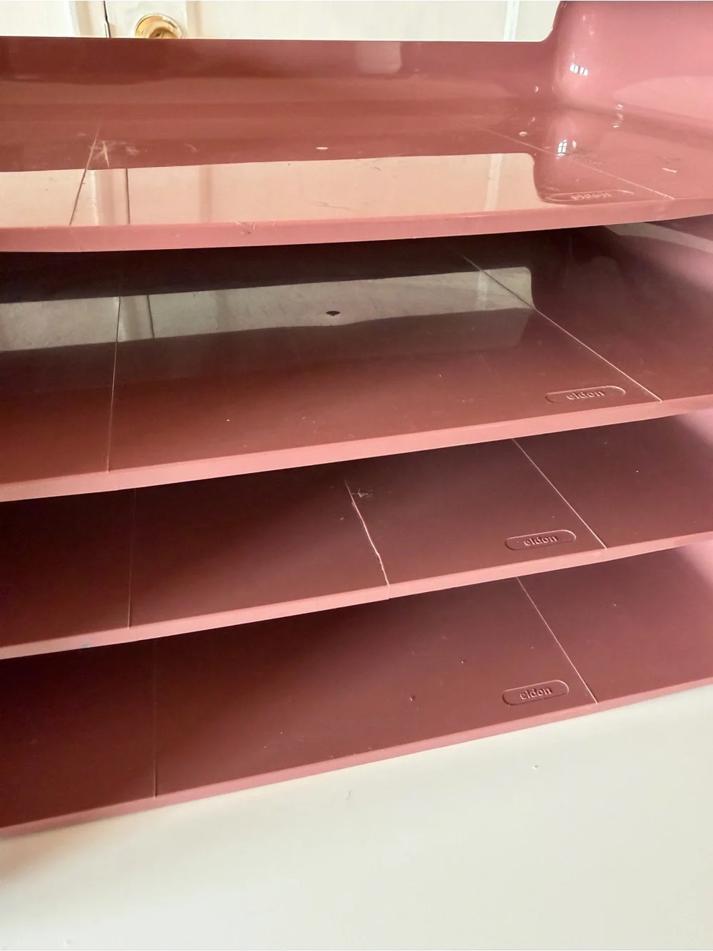 Vintage 80s MCM Eldon Office Products Stacked 4-Tier Tray Desk Organizer Pink